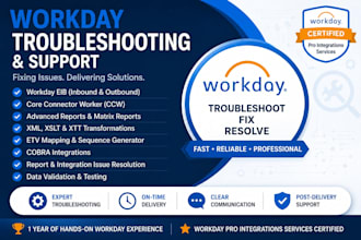 troubleshoot workday eib, ccw, XML xslt, and report issues