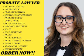 be your probate attorney in USA, UK, uae for court records,tax law,legal opinion