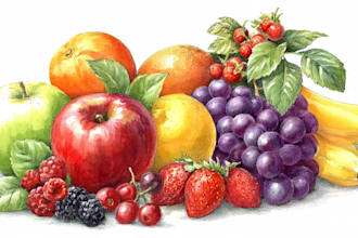 illustrate digitally realistic fruits or veggies