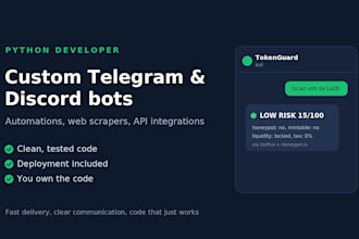 build a custom telegram or discord bot in python
