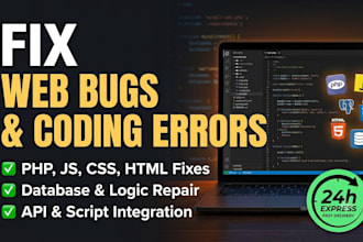 fix PHP errors, debug mysql database, and solve backend web bugs