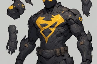 draw black and white comic superhero character line art