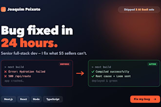 fix your react nextjs or nodejs bug within 24 hours