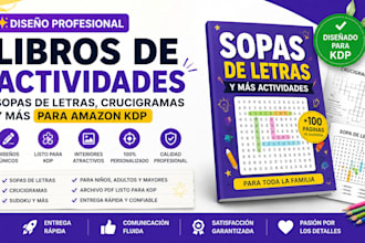 diseñar un libro de sopas de letras, crucigramas y actividades para amazon KDP