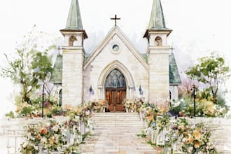 draw watercolor wedding venue