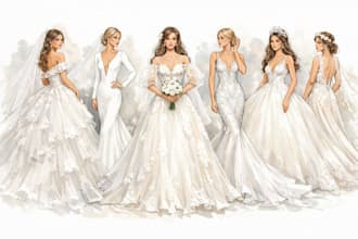 draw wedding dress fashion illustrations, gown dress designs