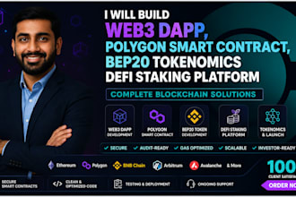 build web3 dapp, polygon smart contract, bep20 tokenomics defi staking platform