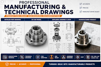create manufacturing and technical drawings for cnc, fabrication and production