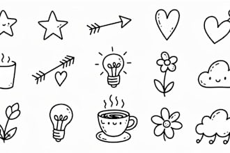 create hand drawn doodle art icons