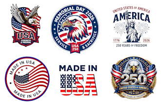 design usa flag, american, patriotic logo for you