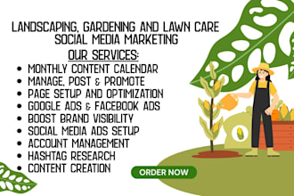 be your social media marketing manager for landscaping, gardening and lawn care