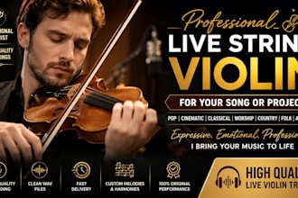 record professional live string violin for your song, film, or soundtrack