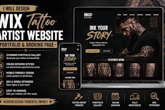 design wix tattoo artist portfolio website booking page barber website piercing