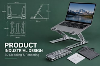 create 3d cad product design, 3d cad model, 3d cad product rendering from sketch