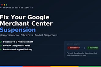 fix google merchant center suspension, misrepresentation and product disapproval