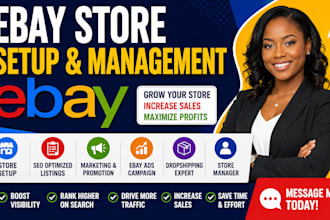 setup ebay store listing marketing promotion seo ads dropshipping store manager