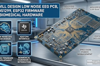 design low noise eeg pcb, ads1299, esp32 firmware biomedical, medical device