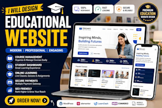 build educational website online course website lms website and college website