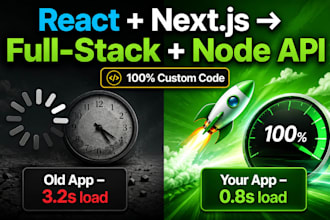 build custom react next js full stack web app with scalable node js API