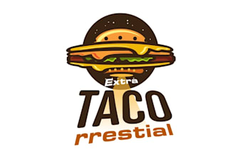 design a fun logo for a taco reviewer restaurant food pizza