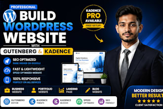 build wordpress website using kadence theme and kadence pro