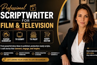 be scriptwriter for feature screenplay, tv script, tv pilot, script doctor
