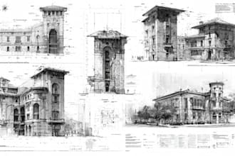 create urban sketches and architectural illustrations