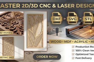 design professional 2d 3d cnc jali, laser cut, and woodcutting files