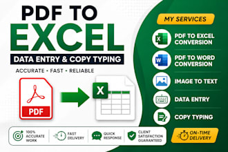 accurate PDF to excel conversion, and data entry