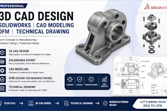 mechanical part design, assembly, 3d printing, stl file, creo engineering design