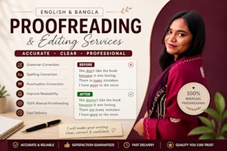 proofread and edit english and bangla texts manually