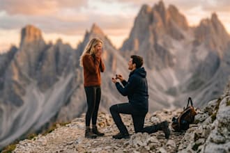 secretly photograph your wedding proposal in the dolomites