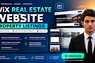 design a wix real estate website with property listings and search filters