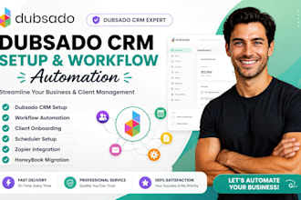 setup dubsado CRM, workflows, honeybook, zapier and CRM automation