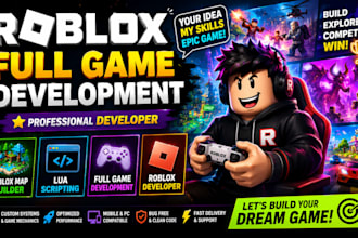 develop roblox full game, roblox map, lua scripting and roblox developer