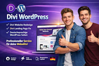 develop divi wordpress website redesign divi landing page fix german wordpress