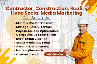 be your contractor, construction, roofing, hvac social media marketing manager
