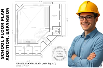 design architectural plan for school, church, restaurants, hospital