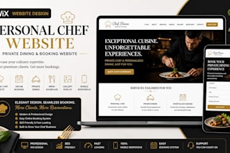 design wix personal chef website private dining booking page private chef