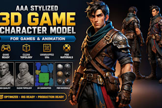 create aaa stylized 3d game character model for games and animation