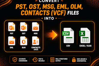 convert contacts, vcf, outlook files, msg, eml, mbox into csv, excel, xlsx