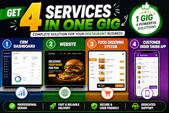 design restaurant website with online food ordering system with CRM dashboard