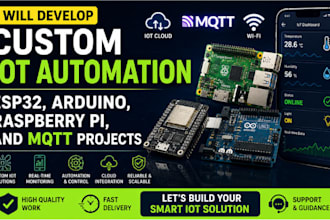 develop custom iot automation, esp32, arduino, raspberry pi, and mqtt projects