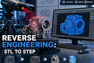 perform reverse engineering design and convert stl to step cad models