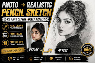 draw a realistic pencil sketch portrait from your photo