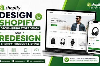 design shopify dropshipping store design and redesign shopify product listing