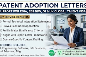 support your patent adoption letter for eb1a niw and UK global talent visa