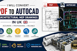 convert PDF to autocad architectural mep drawings in UK