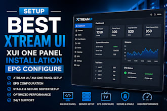 setup best xtream ui, xui one, panel installation, epg configure