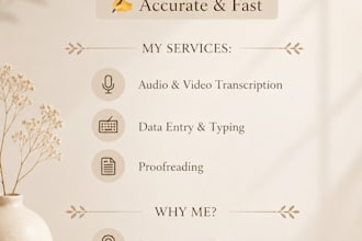 high quality audio transcription and data entry